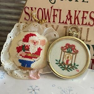 🏷️ON SALE 🏷️ Vintage 1983 Kit Made Christmas Cross Stitch Ornaments